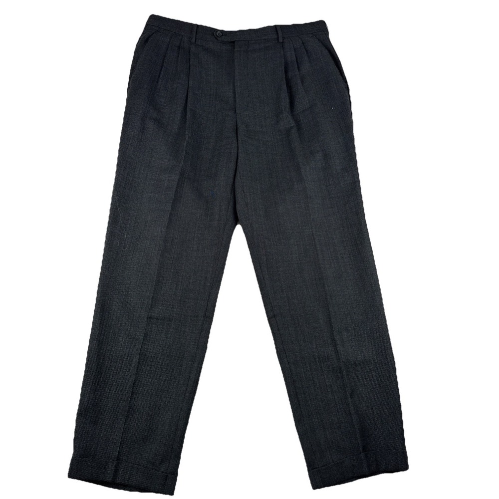 Principe Mens Dress Pants Made in Italy Pleated Cuffed Charcoal fits 38*31 Wool